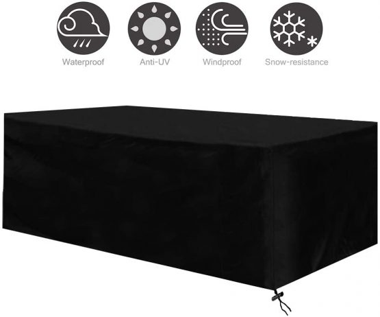 Osarke Garden Furniture Covers Waterproof Square Outdoor Furniture Cover for Table Chairs Rattan Furniture Covers Protective Patio Furniture Cover 420D Oxford Black 120 X 120 X 74cm