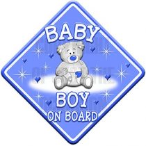 Teddy Cloud Baby BOY Non Personalised Novelty car Sign