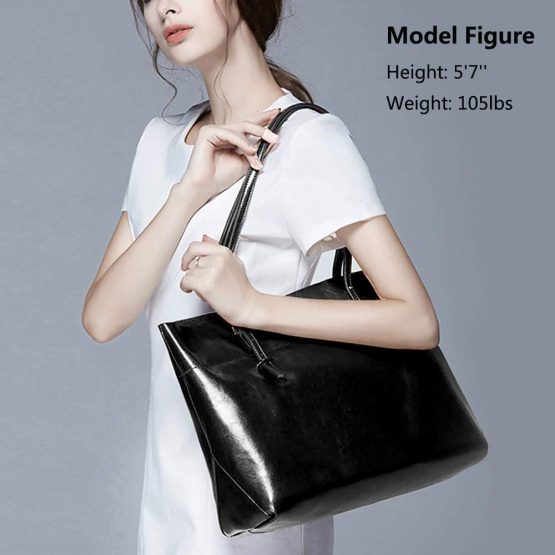 S-ZONE Women's Vintage Genuine Leather Tote Shoulder Bag Handbag - Image 2