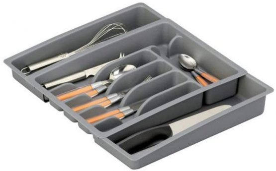 Zeller 24887 Cutlery Drawer Removable Plastic 29-50 x 38 x 6.5 Grey - Image 3