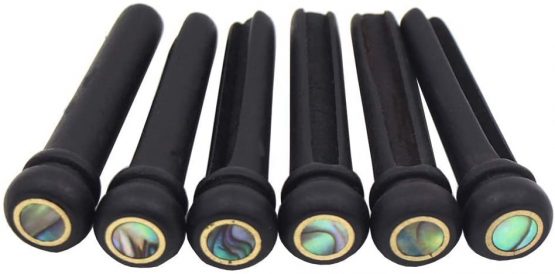 High Quality Wood Ebony Abalone & Brass For Guitar Bridge Pins String Pegs & Guitar String End Slotted Bone Nut Bridge Saddle Set - Image 2