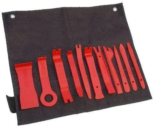 Neilsen CT2287 11pc Trim Removal Tool Set Non-Scratch Impact-Resistant Nylon with Canvas Tool Roll for Automotive Trim Door Panels Dashboard Fascias