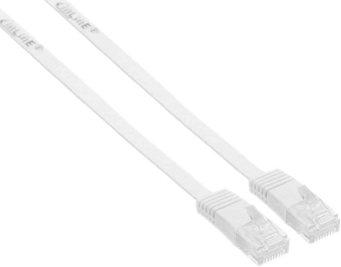 InLine® flat patch cabel, U/UTP, Cat.6, white, 0,5m