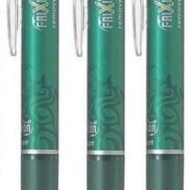 Pilot Green Frixion Clicker Retractable Fine Rollerball Erasable Pens Pen 0.7mm Nib Tip 0.35mm Line BLRT-FR7 (Pack Of 3)