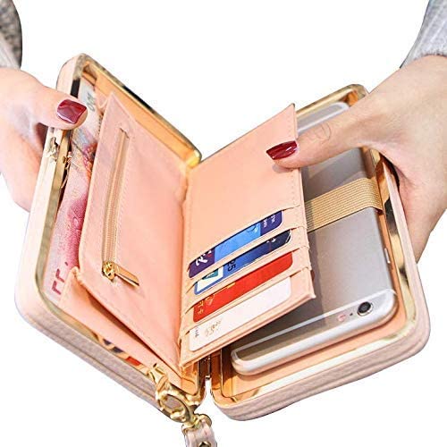 Taoqiao Women Bowknot Wallet Long Purse Phone Card Holder Clutch Large Capacity Pocket(Black