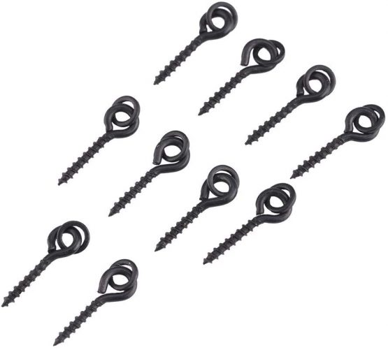 Tihebeyan 10Pcs 15mm Fishing Boilies Bait Screws Fishing Carp Boilie Bait Screw With Round Link Loop Swivels Terminal Tackle Accessories
