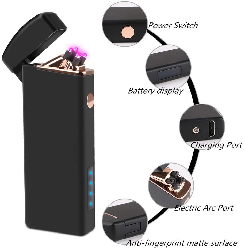 Coquimbo Gifts for Men Him Dad Electric Lighter USB Rechargeable Arc Lighter Windproof Flameless Plasma Lighters with Battery Display - Image 2