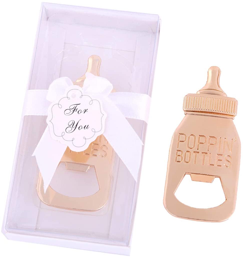 Yuokwer 12pcs Bottle Opener Baby Shower Favor for Guest Gold Feeding Bottle Opener Wedding Favors Baby Shower Giveaways Gift to Guest