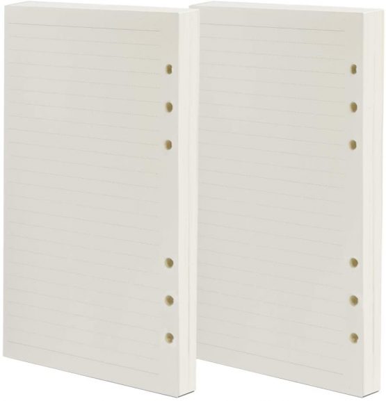 Fandamei 2 Packs Refills Ruled Lined Paper for Filofax A5 6 Hole Diary - 8.3 x 5.6 Inch Loose-Leaf Refillable Planner Inserts Note Paper, A5 Lined Paper Refill for Class Meeting Records(8 mm Ruled)