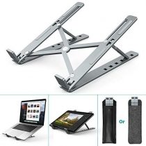 Laptop Stand Holder,Klearlook Foldable Portable 6-Height Adjustable Laptop Riser with Carry Bag,Aluminum Ventilated Desktop Ergonomic Space-save Notebook Tray Mount for Laptop&11-17.3" Tablet-Grey
