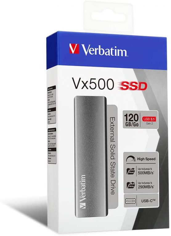 Verbatim Vx500 SSD - 120 GB - Space grey - 29 g - External SSD - USB 3.0 SSD - Lightweight SSD External - for Windows & Mac OS X - Portable Drive - USB-C - High-speed Flash-drive - Image 4