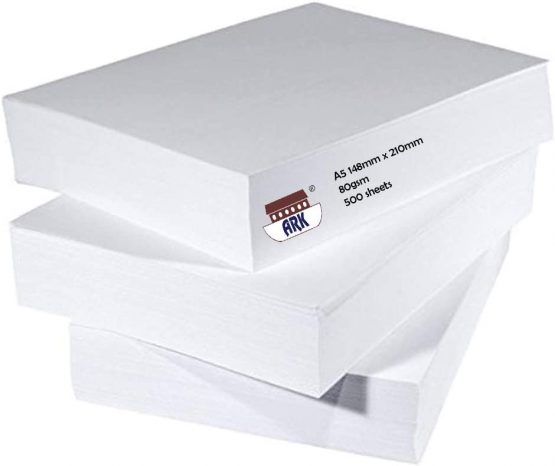 ARK A5 Everyday 80gsm Smooth White Printer Copier Paper, Multipurpose Office Paper (500 Sheets)
