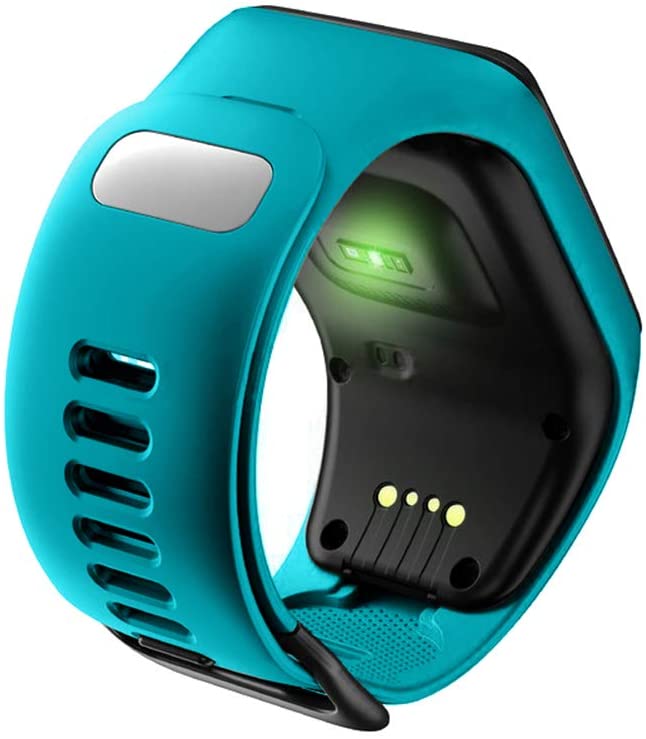 RongYooo Replacement Silicone Watch Band Compatible with TomTom Runner 2/3, Spark, Golfer, Adventurer (Blue-Green, 2 cm) - Image 3