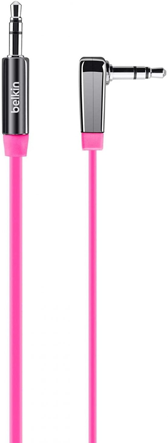 Belkin MixIt Colour Range 0.9m Flat Right Angle AUX Cable - Pink - Image 2