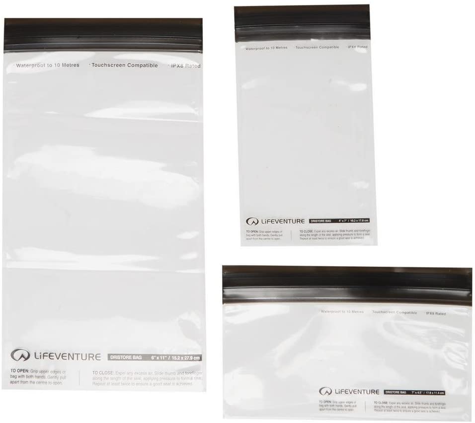 Lifeventure DriStore LocTop Waterproof Bags (3-Pack) For Valuables Waterproof Dry Bags For Small Items Mobile Phone Pouch Kayak Military Sailing Holiday - Image 3
