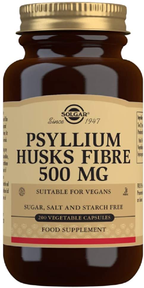 Solgar Psyllium Husks Fibre 500 Mg Vegetable Capsules, Pack of 200, High in Soluble Fiber, Vegan, 200 count (Pack of 1)