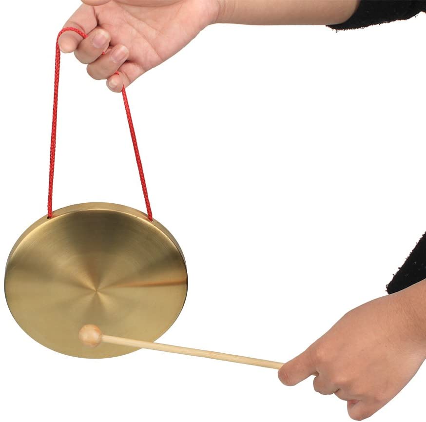 Mxfans Chapel Brass Copper Cymbals Percussion Dia15.4cm Alto Hand Gong With Round Play Hammer - Image 3