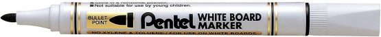 Pentel 4.2 mm Bullet Tip White Board Marker - Black (Pack of 12 Pens)