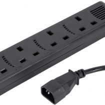 Computer Spares 1m IEC C14 Plug to 4 Gang Mains Power UK Socket