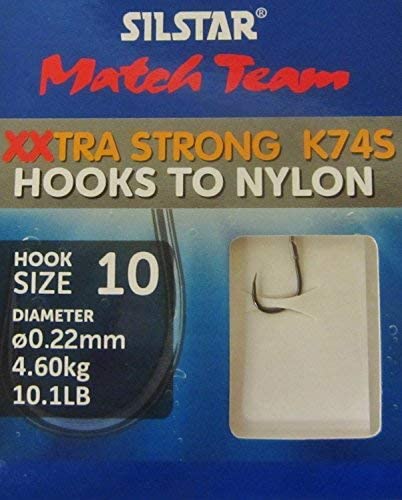 SILSTAR Match Team 24 (4 packs of 6) K74S, Extra Wide Gape XXTRA STRONG Barbless Fishing Hooks to Nylon, Available in size 10 - Image 2