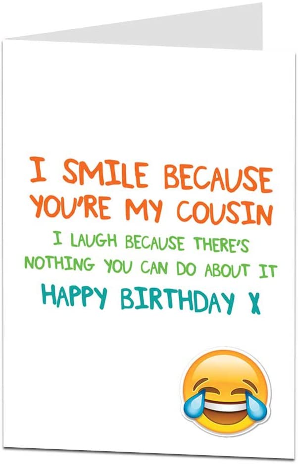 Funny Happy Birthday Card For Cousin, green|beige|white|yellow|orange, 210 x 290 mm