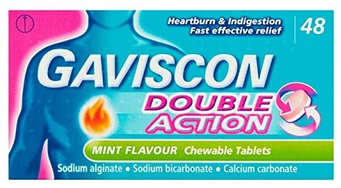 Gaviscon Double Action, Chewable tablets, Mint Flavour, flavour, 48 tablets, Heartburn & Indigestion, Fast powerful relief