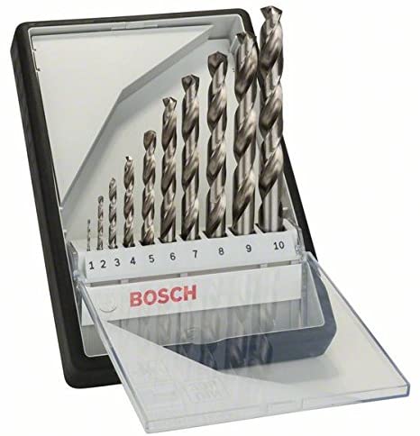 Bosch Professional 10 pcs. HSS-G Metal Drill Bit Set (for metal diameter 1-10 mm, Robust Line, Accessory Drill Driver)