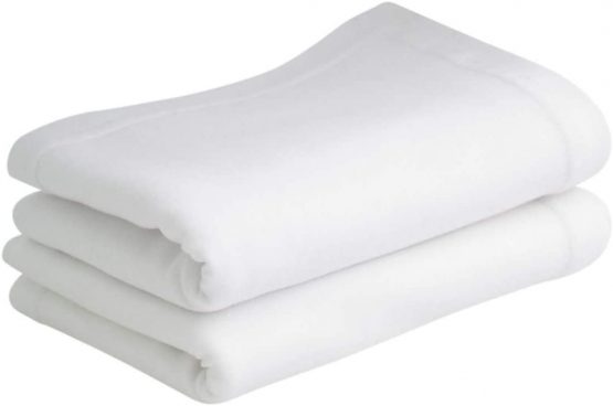 Bloomsbury Mill - 2 Pack - 100% Organic Cotton Flat Sheets - Soft and Breathable Jersey Flat Sheets - Baby Pram/Crib - Plain White - 75 cm x 100 cm
