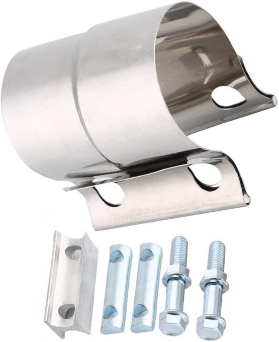 Suuonee Exhaust Pipe Clamp, Universal Car Stainless Steel Exhaust Pipe Clamp Lap Joint Band Clamp (2 Inch)