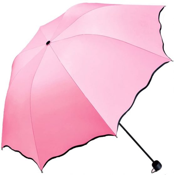 Sun Umbrella for Women Ladies Pink Parasol Folding Umbrellas UV Protection Lightweight Parasol in Summer(Princess Pink)