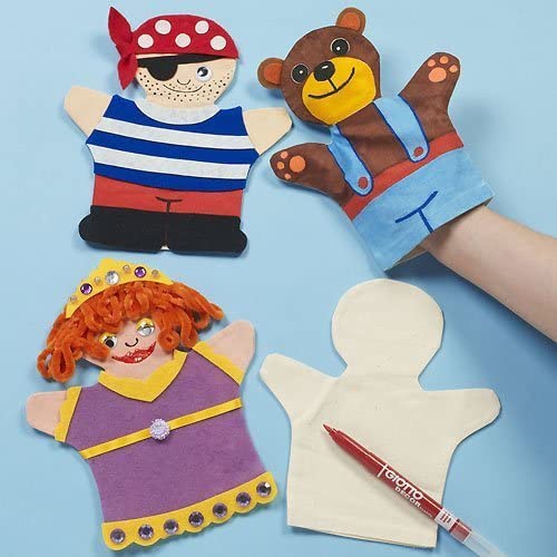 Baker Ross E562 Make Your Own Puppet, for Children to Paint Personalise and Use for Arts and Crafts Projects (Pack of 6)