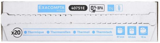 Exacompta Credit Card Machine Receipt Roll, 57 mm x 18m, 20 Rolls