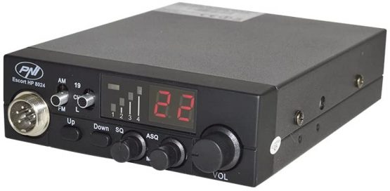 PNI HP8024HF11 Radio CB Escort HP 8024, ASQ, Power Supply 12V-24V + HF11 Headphones with 1 Pin Black - Image 3