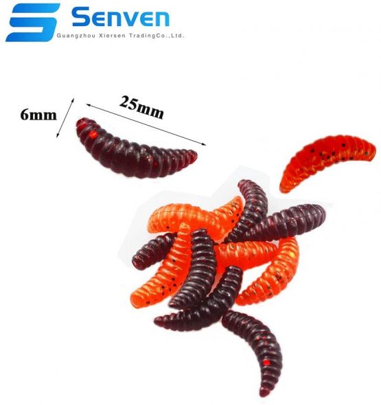 senvenelec Artificial Worm, Biomimetic Soft Silicone Earthworm Lures Worm Fishing Lures Simulation Red Worms Plastic Green Environment Strong Temptation Bait Fake RedWorm - Dark red 100Pcs - Image 2