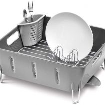 simplehuman KT1106 Compact Dishrack, Grey Plastic, W 37.1cm x H 17.2cm x D 32.8cm
