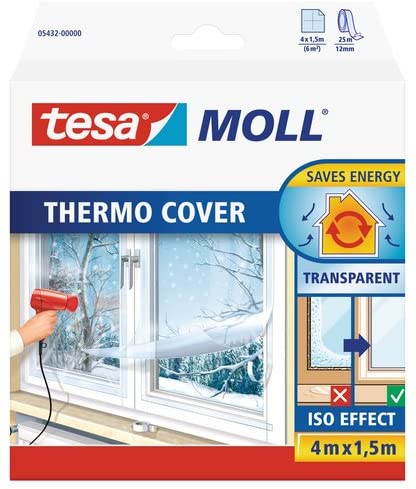 tesa 05432 Insulating Film for Windows Transparent 4m x 1.5m (max), Clear, 4 m x 1.5 m