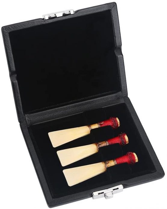 Tbest Bassoon Reeds Case, PU Leather Cover Black Bassoon Reed Container Box Case with Slots replacement for 3pcs Reeds
