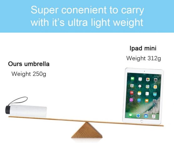 Vicloon Mini Travel Umbrella, Pocket Umbrella, White Portable Compact Folding Umbrella, Small Light-Weight Waterproof Umbrella, Rain and Sun Umbrella - Image 3