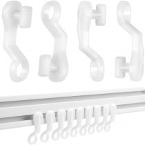 H&S Curtain Glider Hooks 50pcs Plastic White Curtain Rail Track Gliders