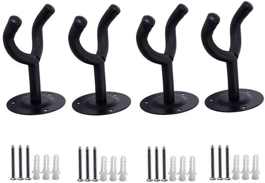 Shentian Pack of 4 Round base Guitar Hanger Hook Holder Wall Mount Display - Fits all guitars and other instruments, such as bass, violin, ukulele,banjo etc. (B)