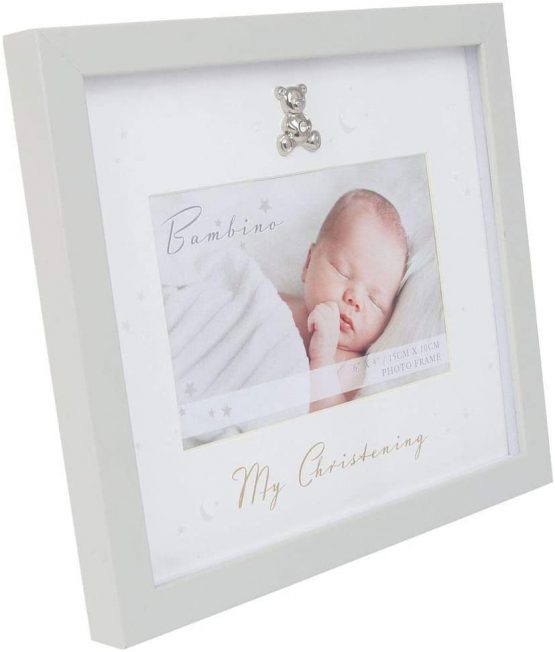 Juliana Bambino Unisex Grey Wood My Christening Photo Frame, 6'' x 4'' Keepsake Gift Landscape Picture - Image 3