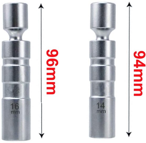QISF 2Pcs Thin Wall Spark Plug Socket Universal Joint Magnetic Flexible Socket Wrench Removal Tool - 14mm & 16mm - Image 2