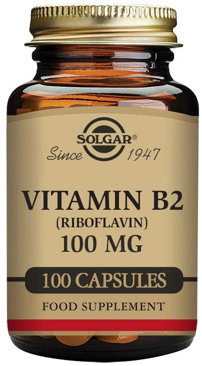 Solgar Vitamin B2 (Riboflavin) 100 mg Vegetable Capsules, Pack of 100, Supports Energy Production