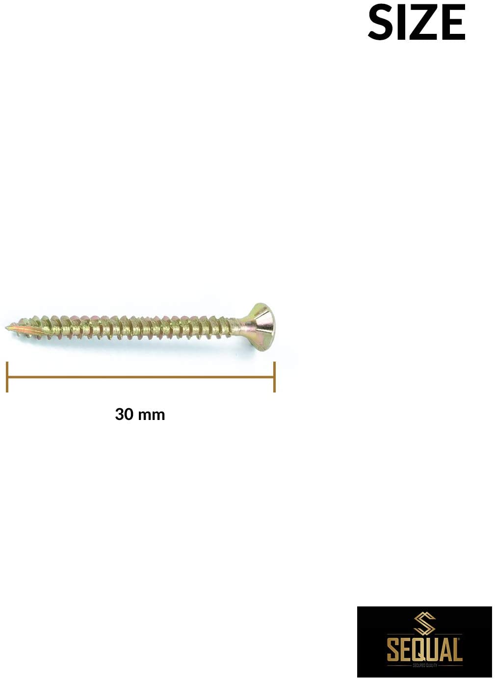 SEQUAL® Hyper Drive Wood Screws M4x30mm (Box Of 200), Self Countersinking Head For Flush Smooth Finish, Woodscrews Pack With Knurled Thread For Easier Drive And Holding Power, Rust Resistant Screw Set - Image 3