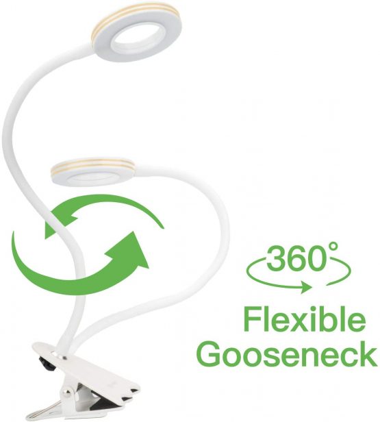CeSunlight Clip Light, 8W Clamp Bed Lamp, Bedside Led Reading Lamp for Headboard, Warm, Daylight and White Light 3 Colors, Eye Care 10 Dimmable Illumination Modes (White) - Image 4