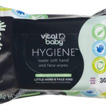 vital baby HYGIENE Super Soft Hand and Face Wipes, Gentle Cleansing Wipes, Fresh Fruity Fragrance, Hypoallergenic, Alcohol Free, (Pack of 30)