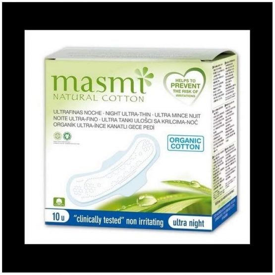 Masmi Natural Organic Cotton Pads Ultra Night (Pack of 10)