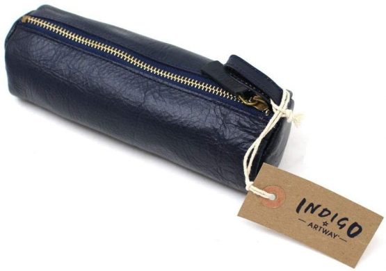 Artway Indigo Doodle Soft Leather Pencil Case - Avocado Green Leather Pencil Case - 20cm Long - Image 3