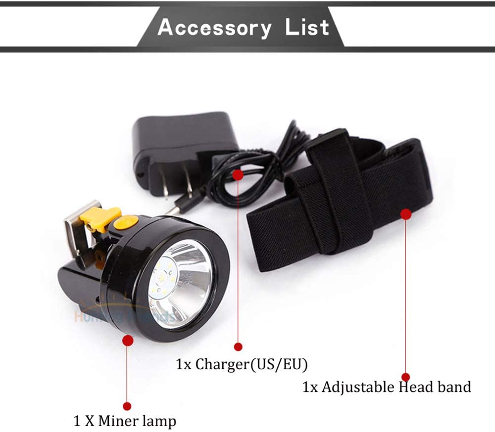 Mining Llight Rechargeable Headlamp Lamp Miners LED Headlamps Flashlight KL2.8LM Camping Lights for Night Running Fishing Hunting Waterproof Explosion-Proof (Yellow) - Image 4