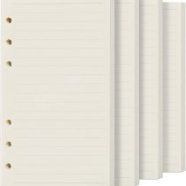 FANDAMEI 4 Packs A6 Ruled Line Paper Refills for Filofax Personal Organiser - 180 Sheets 17.1x9.4cm 6-Ring Personal Binder Planner Refillable Lined Paper, Filofax Personal Inserts Loose Leaf Page